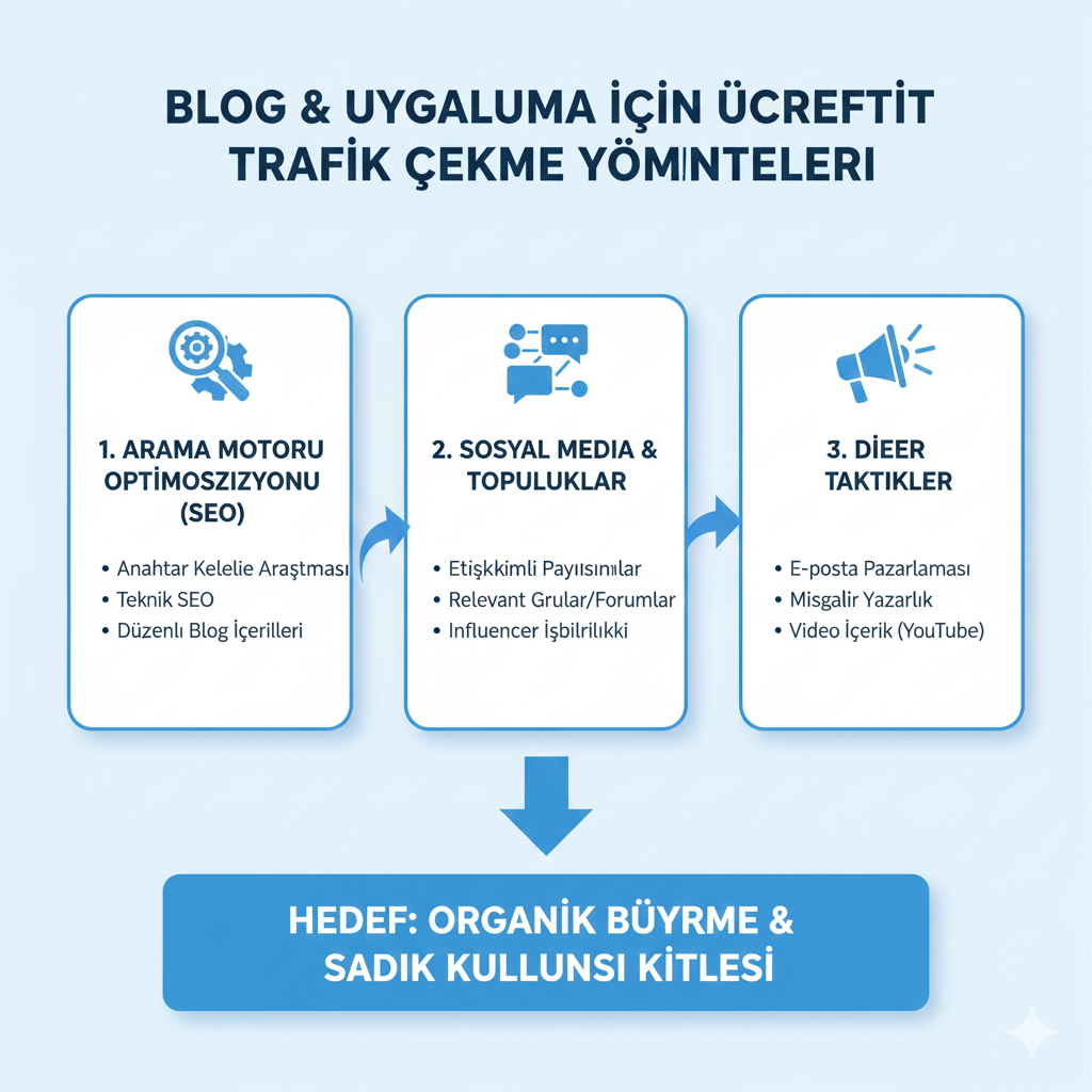Blog ve Uygulama için Ücretsiz Trafik Çekme Yöntemleri